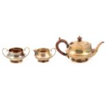 Three pieces silver teaset,