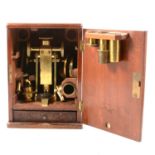 Victorian brass monocular microscope, by M Pillischer, London,