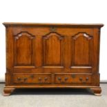 George III oak Lancashire type oak mule chest,