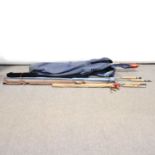 Seven various fly fishing rods, including Daiwa