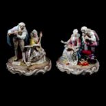 Near pair of Meissen style porcelain groups of musicians,
