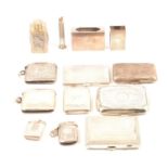 Collection of silver cigarette cases, vesta cases, etc.,