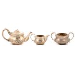 George IV three piece silver teaset,