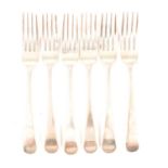 Set of six Scottish silver table forks,