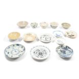 Collection of Chinese pottery bowls and dishes,