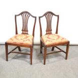 Set of six Hepplewhite style mahogany dining chairs,