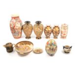 Small collection of Japanese Satsuma pottery,