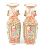 Pair of Cantonese porcelain vases,