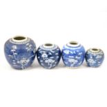 Quantity of Chinese blue and white prunus ginger jars,