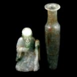 Chinese jade miniature vase and a figure of an elder,