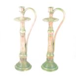 Pair of Foley Pottery Spano-lustra faience candlesticks