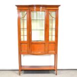 Edwardian inlaid mahogany china cabinet,