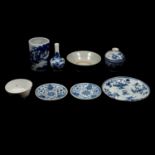Chinese porcelain bottle vase, and other blue and white ceramics,
