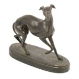 After Mene, a patinated spelter model of a whippet