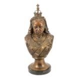 Bronzed metal bust of Queen Victoria,