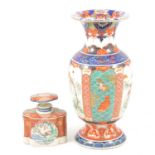 Japanese Imari vase and a tea caddy,