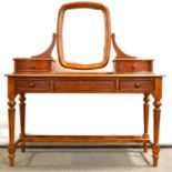 Cherry wood dressing table with mirror back,