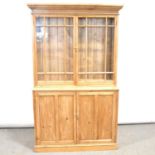 Stripped pine bookcase cabinet,