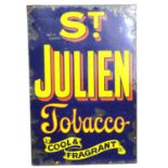 A vintage enamel sign: St. Julien Tobacco, Cool & Fragrant