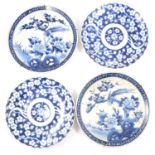 Two pairs of Japanese blue and white chargers,