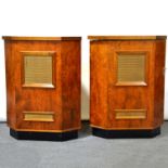 Pair of Wharfedale RS12 speakers, housed in wooden corner cases