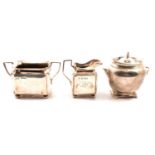 Victorian silver milk jug and sugar bowl, Thomas Bradbury & Sons, London 1882; silver sugar casket.