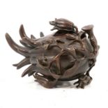 Japanese patinated bronze koro or censer