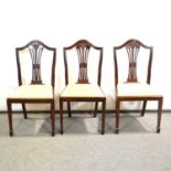 Reproduction circular dining room table and seven chairs,