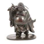 Japanese patinated bronze figure of Hotei