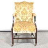 George III style mahogany library chair,