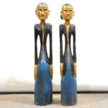 Two carved and painted wood Indian figures,
