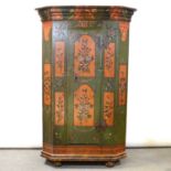 European painted pine cupboard,