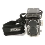 Franke & Heidecke Rolleifelex twin-lens camera, with Xenotar 1:2.8/80 lens.