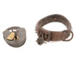 Victorian leather dog collar and a large padlock,