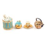 Royal Crown Derby miniature kettle, etc.,
