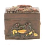 Small Japanese shakudo box and cover, Meiji Period