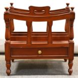 Reproduction mahogany Canterbury book rack,