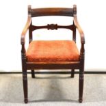 Two Regency mahogany elbow chairs,