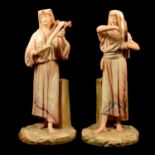 A matched pair of late 19th Century Royal Worcester Hadley figurines of musicians.