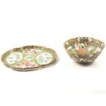 Cantonese famille rose tray and a similar bowl,
