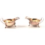 Small pair of silver sauce boats, Viners, Sheffield 1966