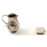 Georgian silver cream jug, IW London 1810, and a Victorian silver vesta