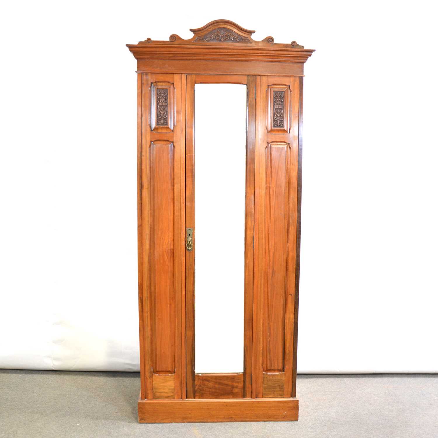 Edwardian walnut single wardrobe,