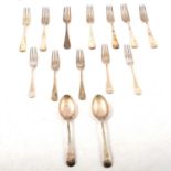 Silver cutlery, Old English pattern, George Henry Hulley, Sheffield 1937