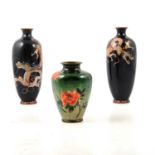 Pair of Chinese cloisonne vases and one other cloisonne vase,