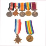 Medals; WWI group of five and two other medals,