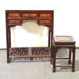 Chinese hardwood dressing table, and associated stool