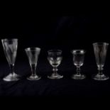 Five Georgian and 19th Century ale glasses,