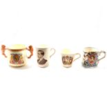 Box of Royal Commemorative mugs and tableware, including Dame Laura Knight mugs