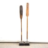 Two Indian hardwood paddles,